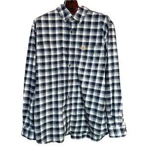 Carhartt Relaxed Fit Two Pocket Flex Flannel Blue Plaid Size Large